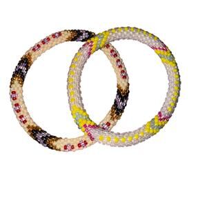 Set of 2 Sashka Co Hand Crafted Glass Bead Bracelets